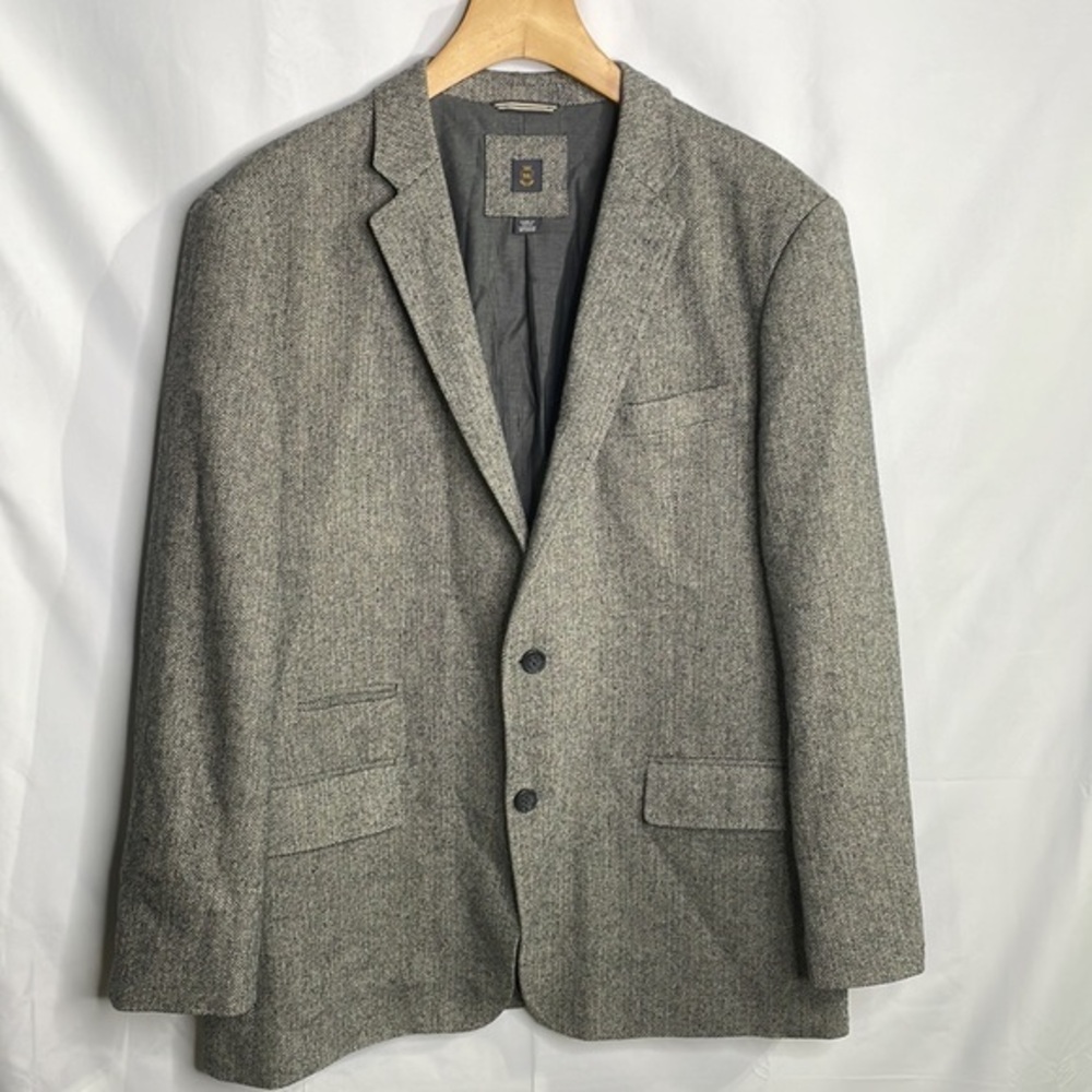 Wallin & Bros. Wool blend black and gray herringbone blazer jacket: